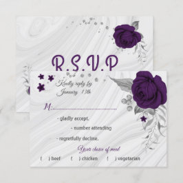 royal lila silver grått blommigt val av måltid OSA kort