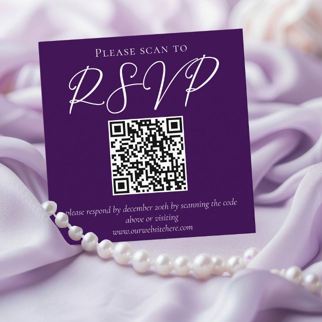 Royal Lila Typography Bröllop QR Code OSA Tilläggskort (Skapare uppladdad)