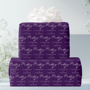 Royal Lila Typography Personlig Bröllop Presentpapper
