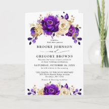 Royal Lila Violet Guld Blommigt Botaniska Bröllop