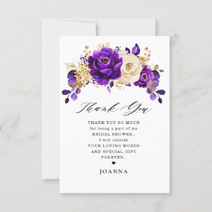 Royal Lila Violet Guld Blommigt Möhippa Tack Kort