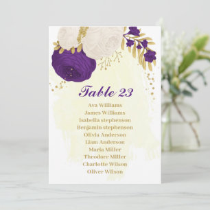 royal lila vita blommor guld-platskort inbjudningar