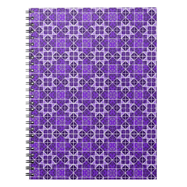 Royal Lila Weathervane Quilt Block Geometric Anteckningsbok (Framsidan)