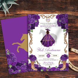 Royal Lila Western Charro Vestidos Quinceanera Inbjudningar