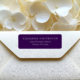 Royal Lila White Script Bröllop Returadress Returadress Etikett