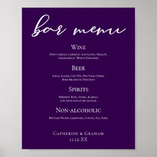 Royal Lila White Typography Bröllop Pub Menu Poster