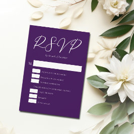 Royal Lila White Typography Evening Bröllop OSA Kort