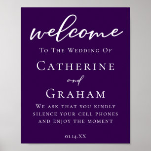 Royal Lila White Typography Personlig Bröllop Poster