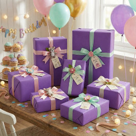 Royal Lila Wrapping Papper Solid Färg Gift med fet