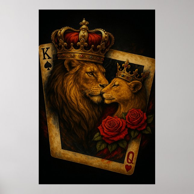 Royal Lions — Majestic King & Queen Artwork Poster (Framsidan)