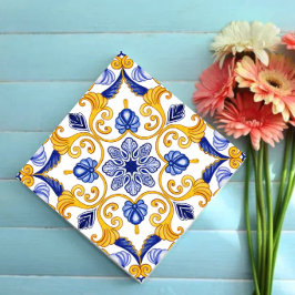 Royal Lisbon Scrollwork  Elegant Portuguese Blue  Kakelplatta