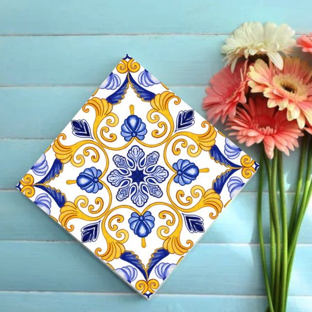 Royal Lisbon Scrollwork  Elegant Portuguese Blue  Kakelplatta (Skapare uppladdad)