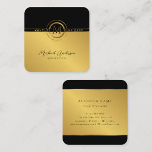 Royal Luxury Golden Round Ram Abstrakt Monogram Fyrkantigt Visitkort