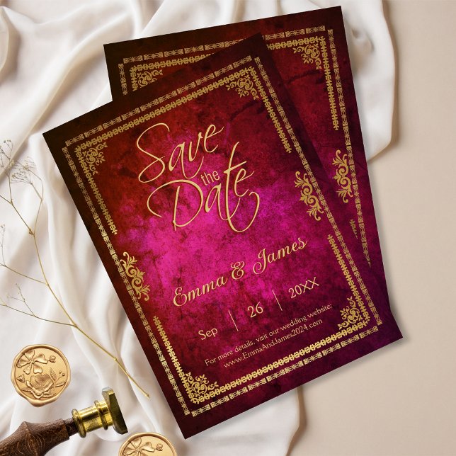 Royal Magenta Vintage Sagobok Omslag Spara Datumet (Skapare uppladdad)