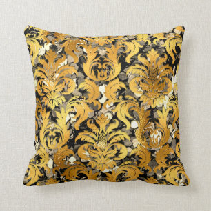 Royal Meatllic för Sequin för damastast Sepia f Kudde