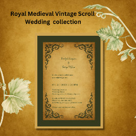 Royal Medieval Vintage Rulla Bröllop Inbjudningar