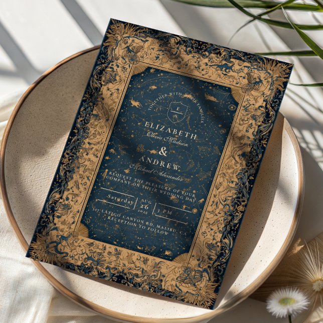 Royal Midnight Celestial Wedding Inbjudningar (Skapare uppladdad)