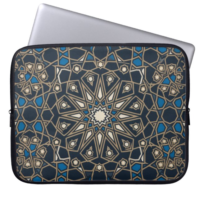 Royal Midnight & Gold Geometric Mosaic Laptop Fodral (Framsidan)
