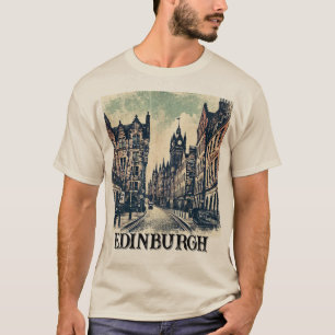 Royal Mile Edinburgh Scotland Distress Grunge T Shirt