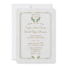 Royal Monogram Guld Vapensköld Greenery Bröllop