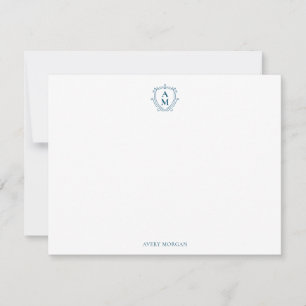 Royal Monogram Vapensköld - blå Personlig Anteckningskort