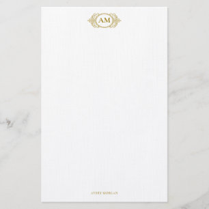 Royal Monogram Vapensköld Luxury Guld Personlig Brevpapper