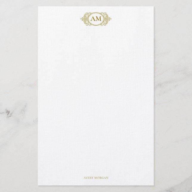Royal Monogram Vapensköld Luxury Guld Personlig Brevpapper (Framsida)
