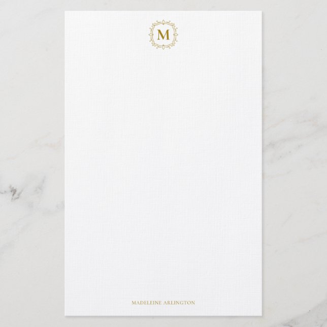 Royal Monogram Vapensköld Luxury Guld Personlig Brevpapper (Framsida)