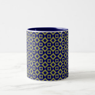 Royal Mönster Blue/Guld Två-Tonad Mugg