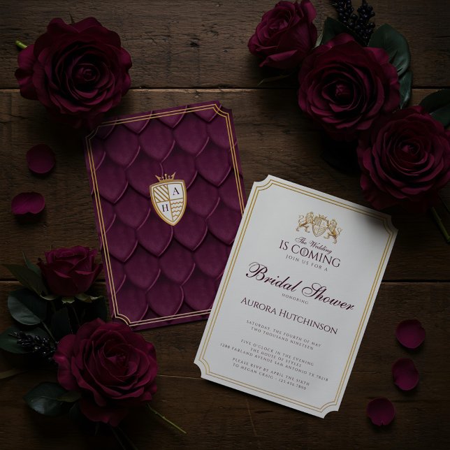 Royal Muse Fantasy Dragon  Möhippa Inbjudningar (Royal Muse Fantasy Dragon Scale Bridal Shower Invitation)