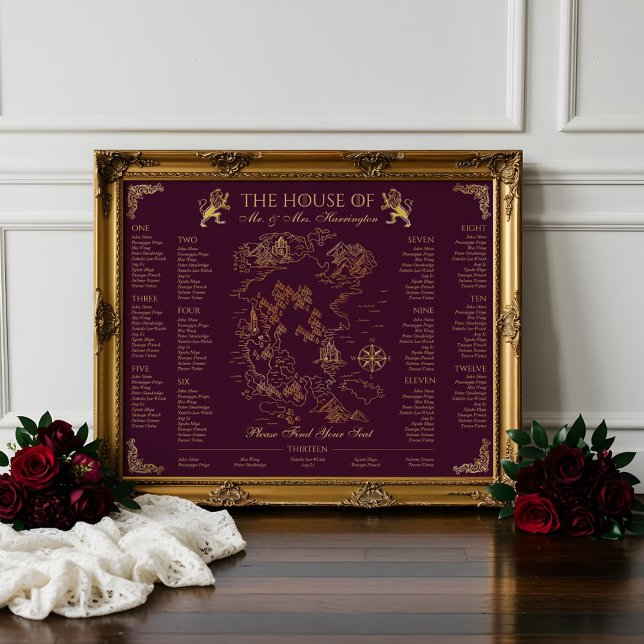 Royal Muse Medieval Fantasy Bröllop 13 Sittplatser Poster (Royal Muse Medieval Fantasy Wedding Map 13 Seating Poster)