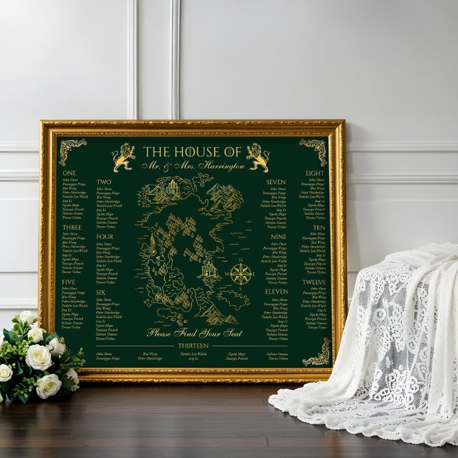 Royal Muse Medieval Fantasy Bröllop 13 Sittplatser Poster (Royal Muse Medieval Fantasy Wedding Map 13 Seating Poster)