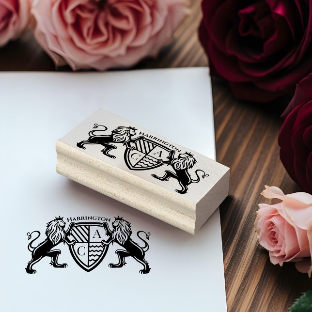 Royal Muse Medieval Fantasy Lejon Emblem Bröllop Stämpel (Royal Muse Medieval Fantasy Lion Emblem Wedding Rubber Stamp)