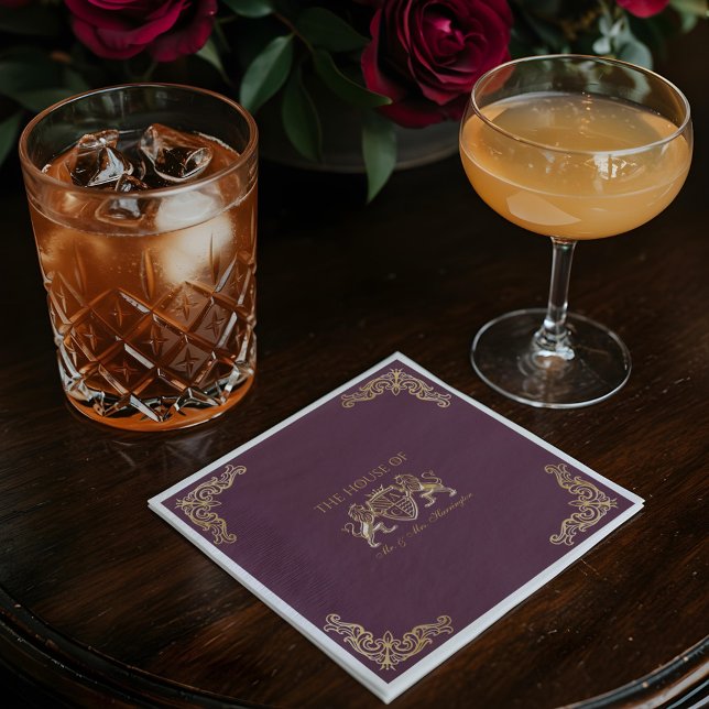 Royal Muse Medieval Fantasy Monogram Lejon Emblem Pappersservett (Royal Muse Medieval Fantasy Monogram Lion Emblem Napkins)