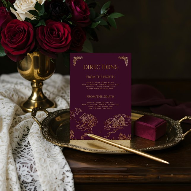 Royal Muse Medieval Fantasy Old World Map Bröllop Tilläggskort (Royal Muse Medieval Fantasy Old World Map Wedding Enclosure Card (Front))