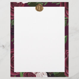 Royal Muse Medieval Fantasy Plum Blommigt Bröllop Brevhuvud