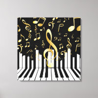 Royal Music Note svart guld piano nycklar