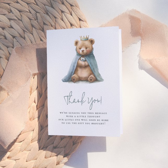 Royal Nalle Prince Boy Baby Shower Tack Kort (Skapare uppladdad)