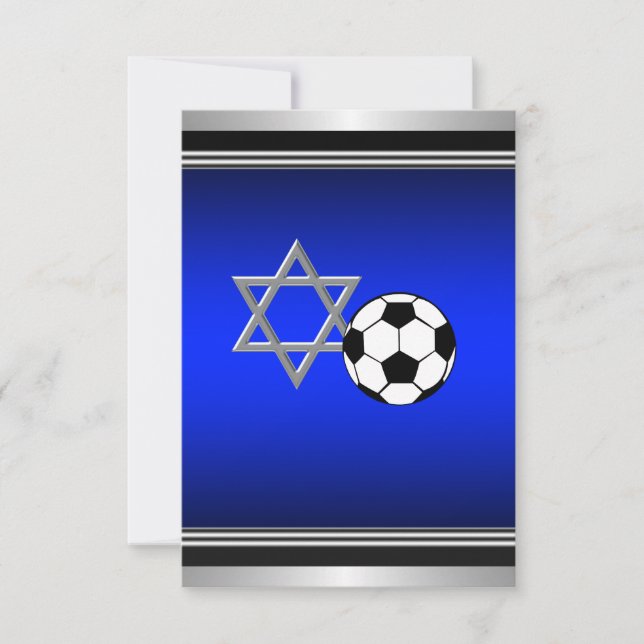 Royal Navy Blå Fotboll Tema Bar Mitzvah Kort (Framsida)