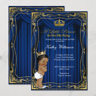 Royal Navy Blue Guld Prince Baby Shower-inbjudan Inbjudningar