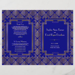 Royal Navy Blue Guld Underbar Gatsby Art Deco Prog