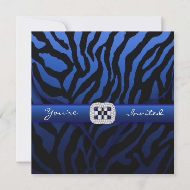 Royal Navy Blue Zebra Party Inbjudningar (Framsida)