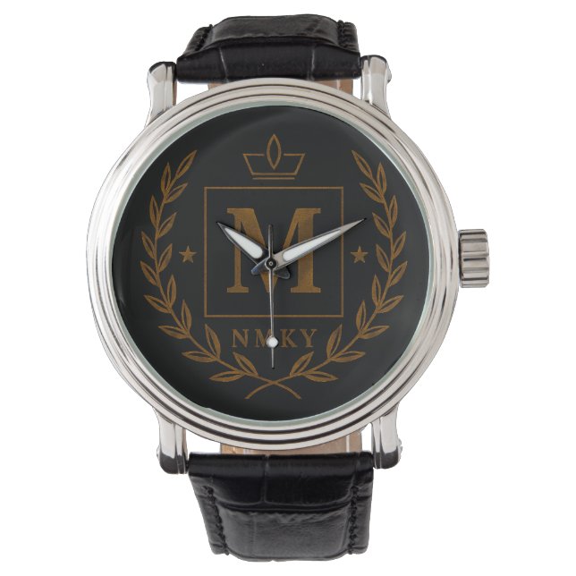 "Royal NMKY Emblem – Monogram M Crest Design" Armbandsur (Framsida)