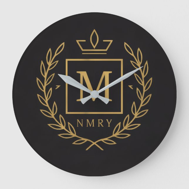 "Royal NMKY Emblem – Monogram M Crest Design" Stor Klocka (Framsida)