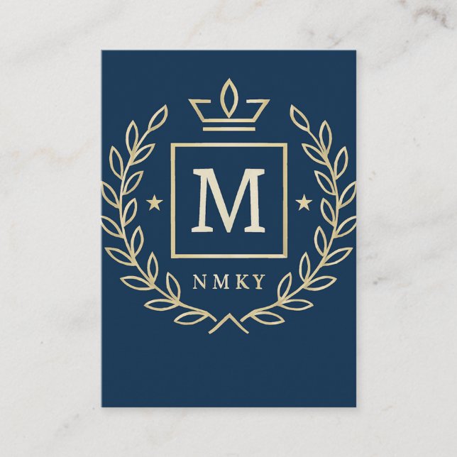 "Royal NMKY Emblem – Monogram M Crest Design" Visitkort (Framsida)