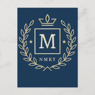 "Royal NMKY Emblem – Monogram M Crest Design" Vykort