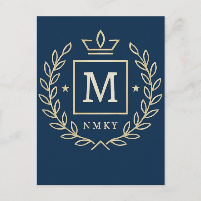 "Royal NMKY Emblem – Monogram M Crest Design" Vykort (Framsida)