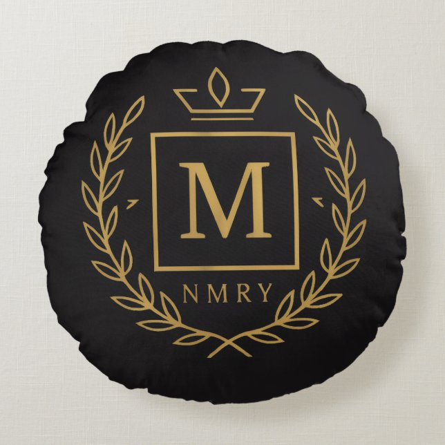 "Royal NMKY Emblem – Monogram M-krön design" Rund Kudde (Framsidan)