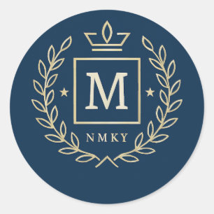 "Royal NMKY Emblem – Monogram M Kröningsdesign" Runt Klistermärke