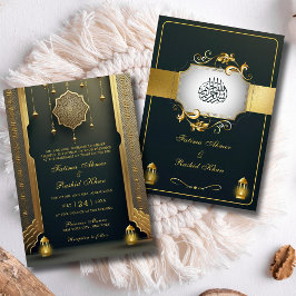 Royal och Rustic Guld Elegance Luxury Muslim Bröll Inbjudningar